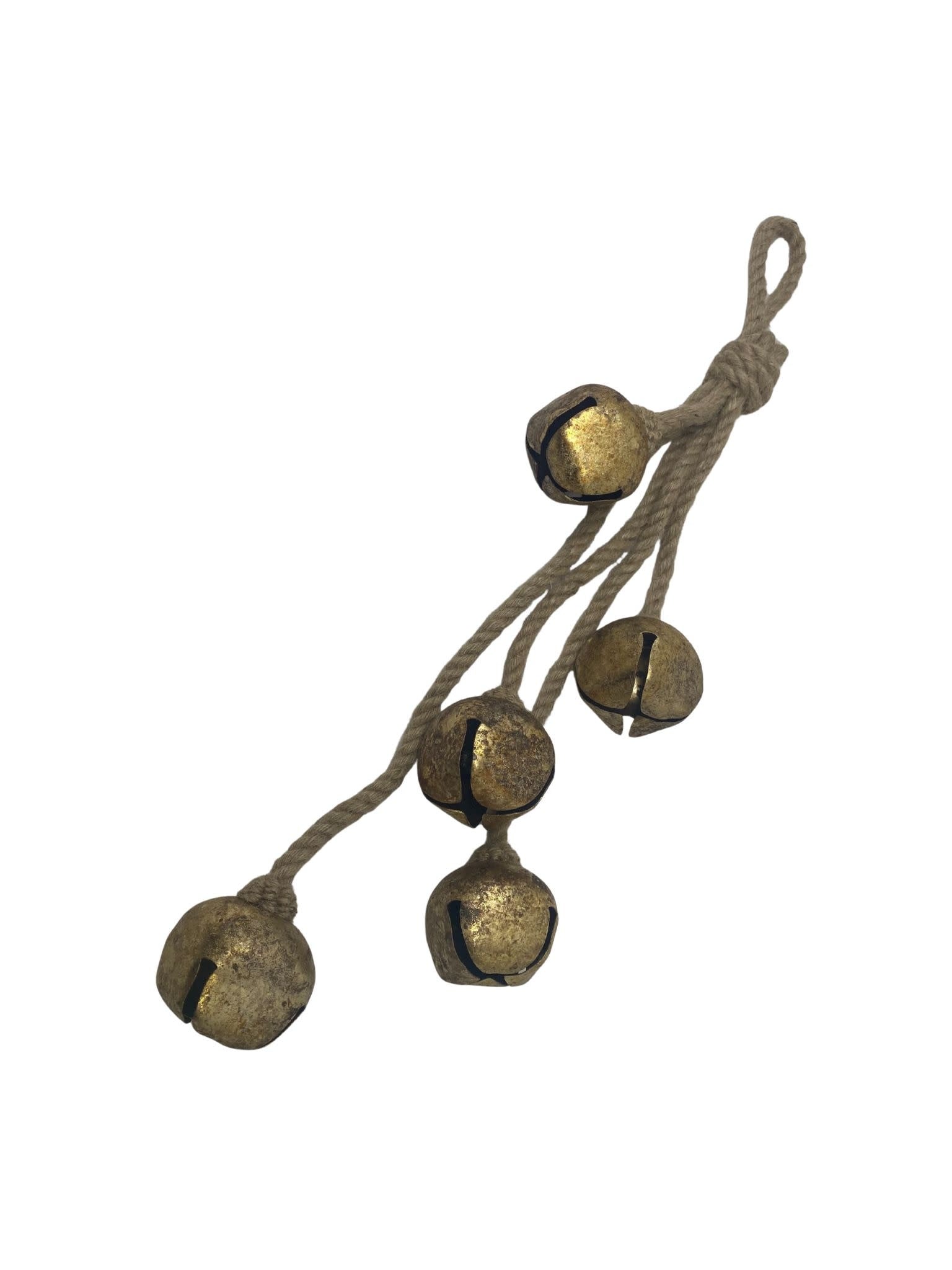 Antique cluster bell with weathered metal finish in assorted shapes.