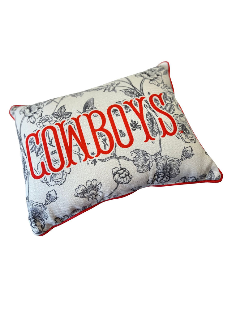 Cowboys Toile Pillow with accent piping featuring a classic toile pattern in team colors.