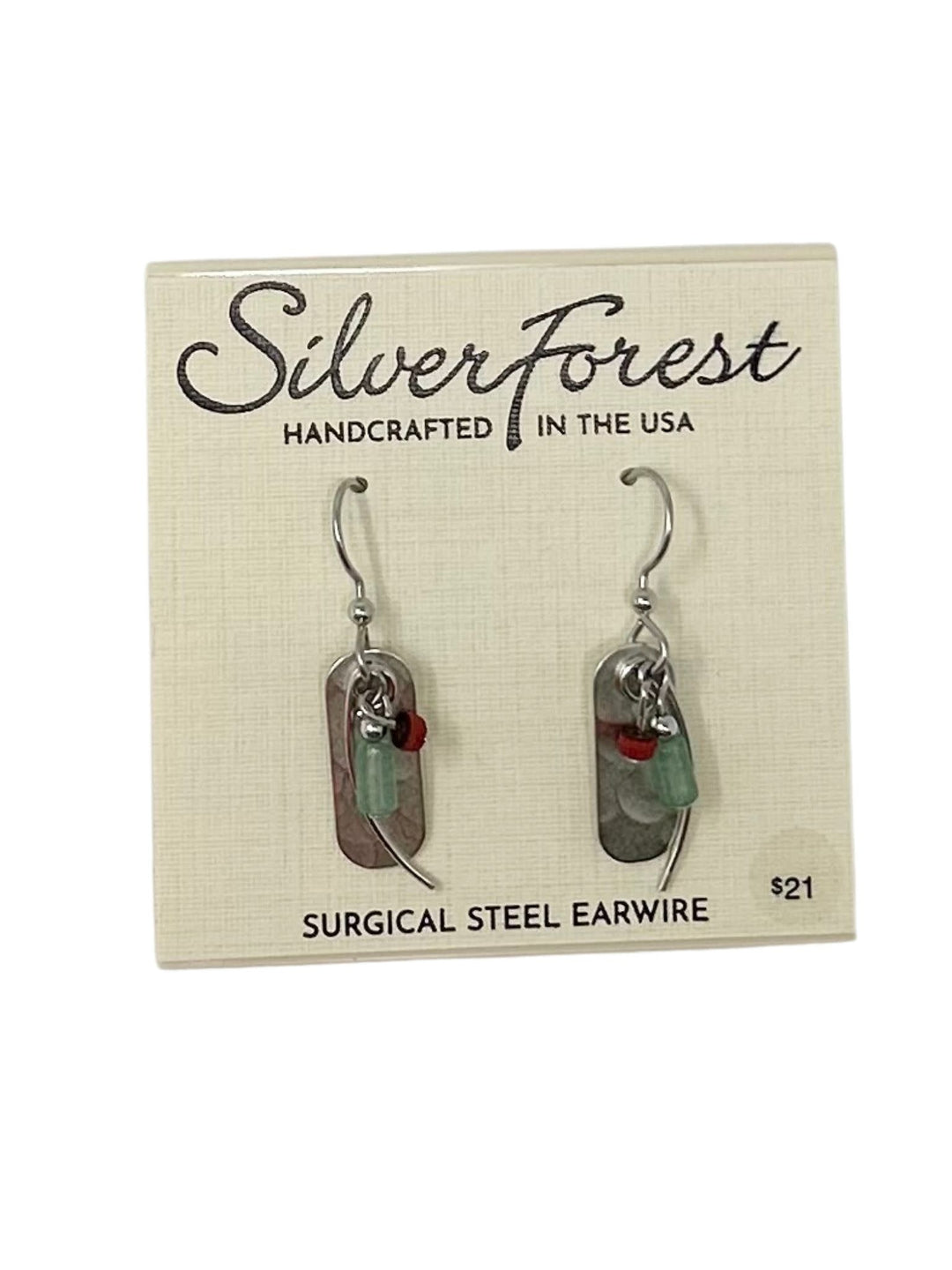 Soft Rectangle & Wisp with Beads Earrings