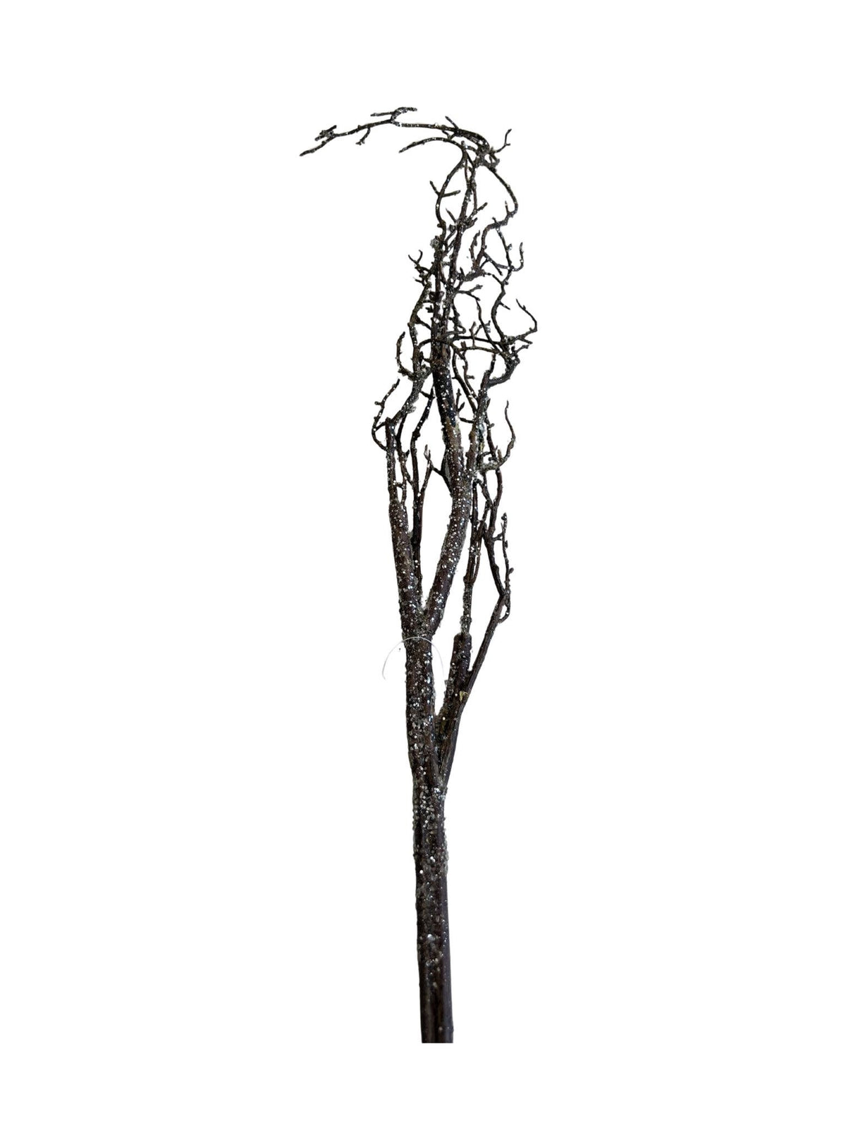 40-inch tall decorative branch with a dark brown finish and a light dusting of white artificial ice.