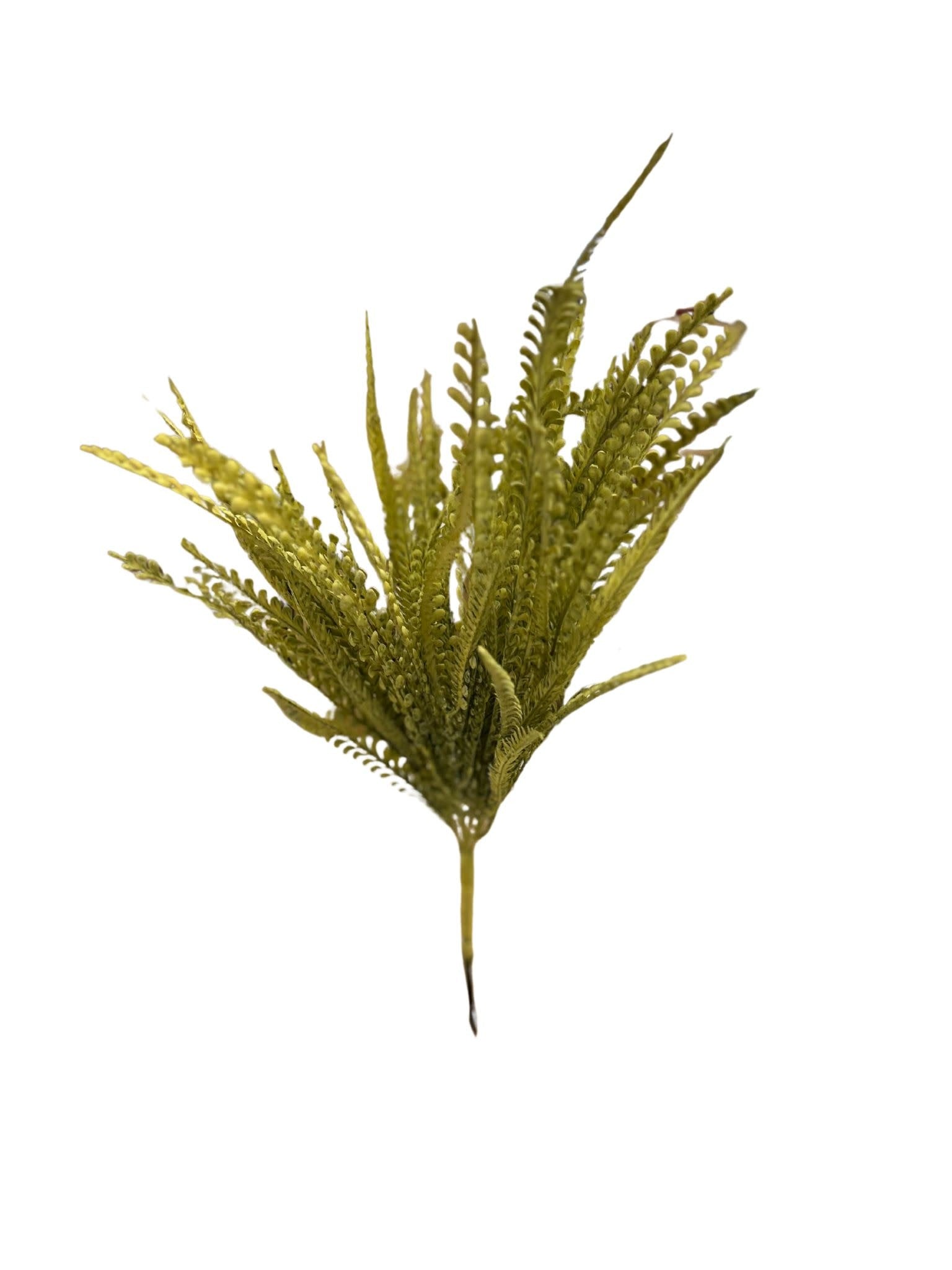Artificial harvest grass bush in green polyethylene with realistic foliage texture