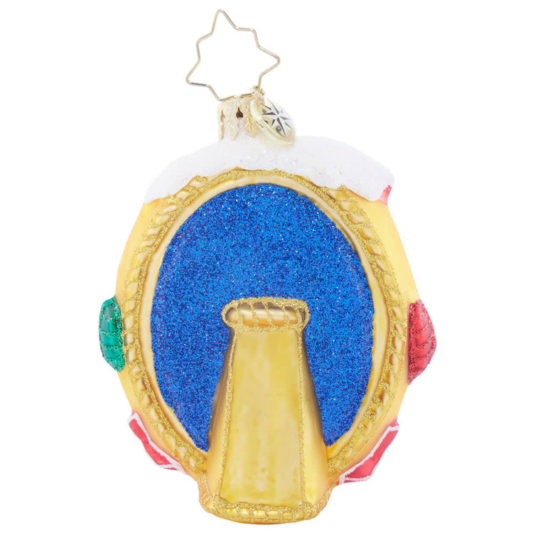 Gold-framed snowman ornament pair with bow tie