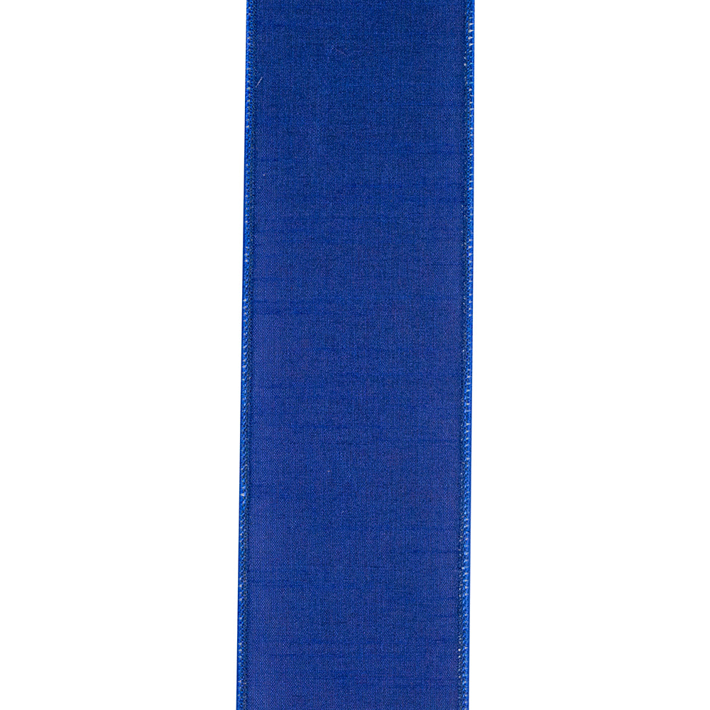 Porcelain Sentido Deluxe Dupioni Backed Wired Edge Ribbon in deep blue.