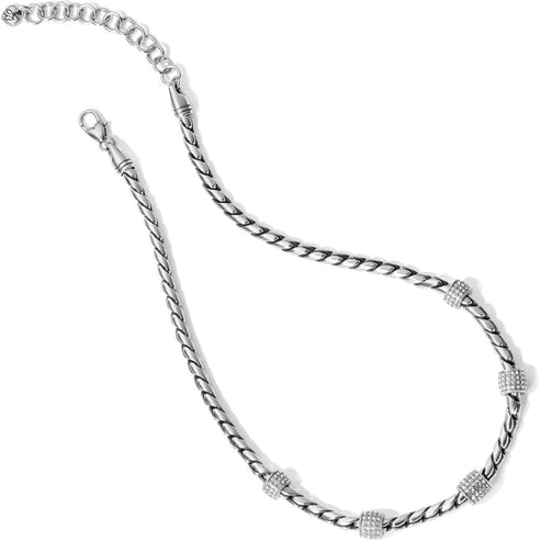 Silver plated adjustable necklace with fine quality crystal pendant on a lobster claw closure.