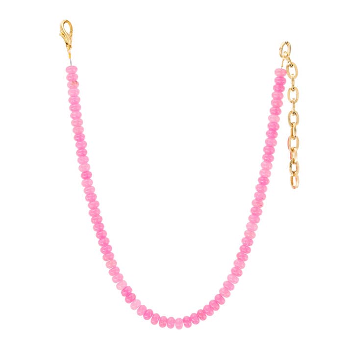 Antique gold-plated brass necklace with sparkly beads on a 14.75-inch chain.