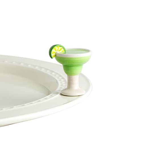 Mini lime-colored margarita glass with salt rim detail