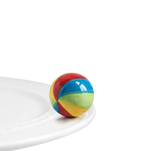 Mini beach ball with vibrant multicolored panels in red, yellow, blue, and green.