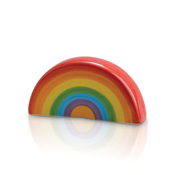 Mini Over the Rainbow ceramic planter with vibrant rainbow glaze pattern.