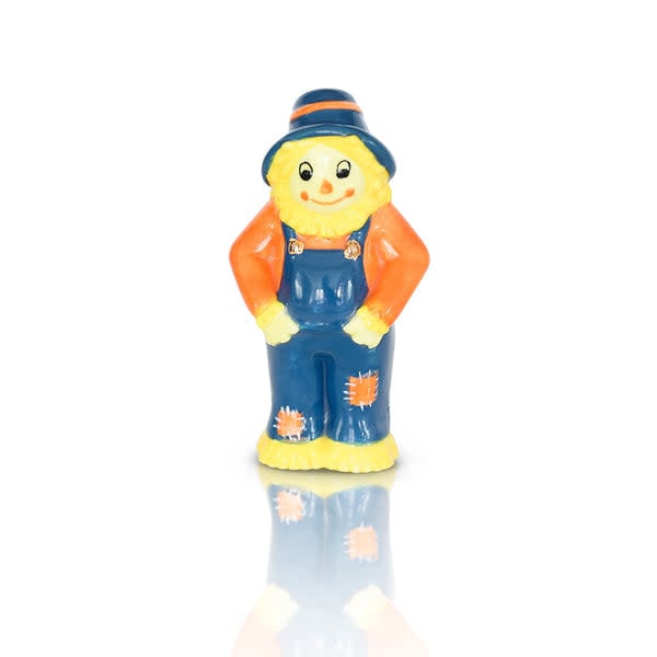 Mini scarecrow plush toy in autumn colors with a pumpkin hat.
