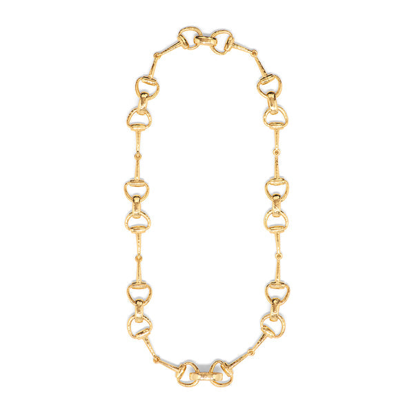Gold chain necklace with an equestrian snaffle bit pendant