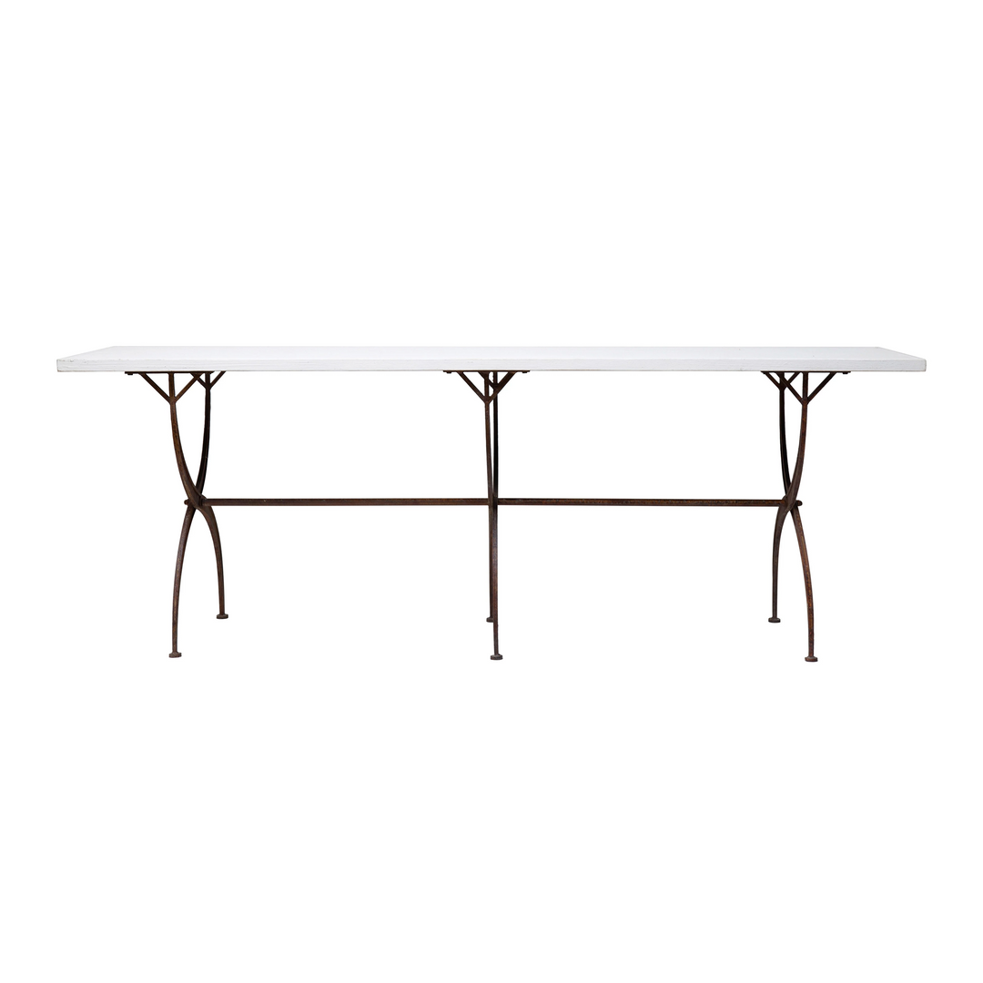 Wood Table with Rust Finish Metal Legs