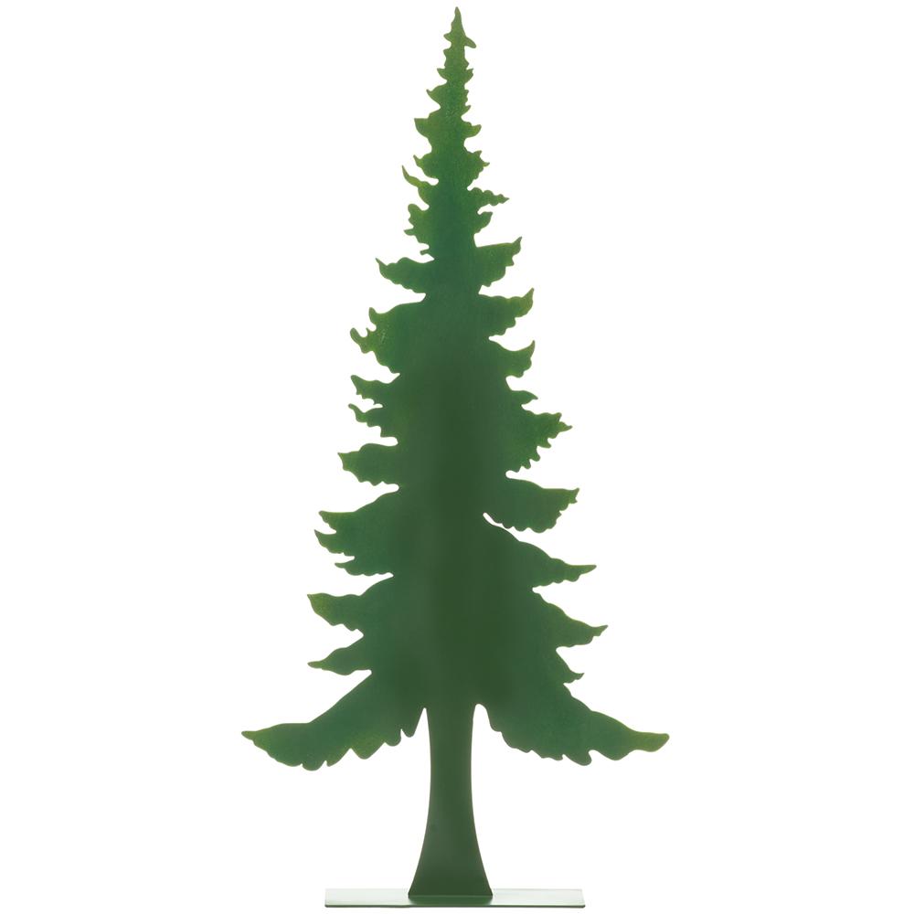 Round metal tree table top with a natural wood finish.