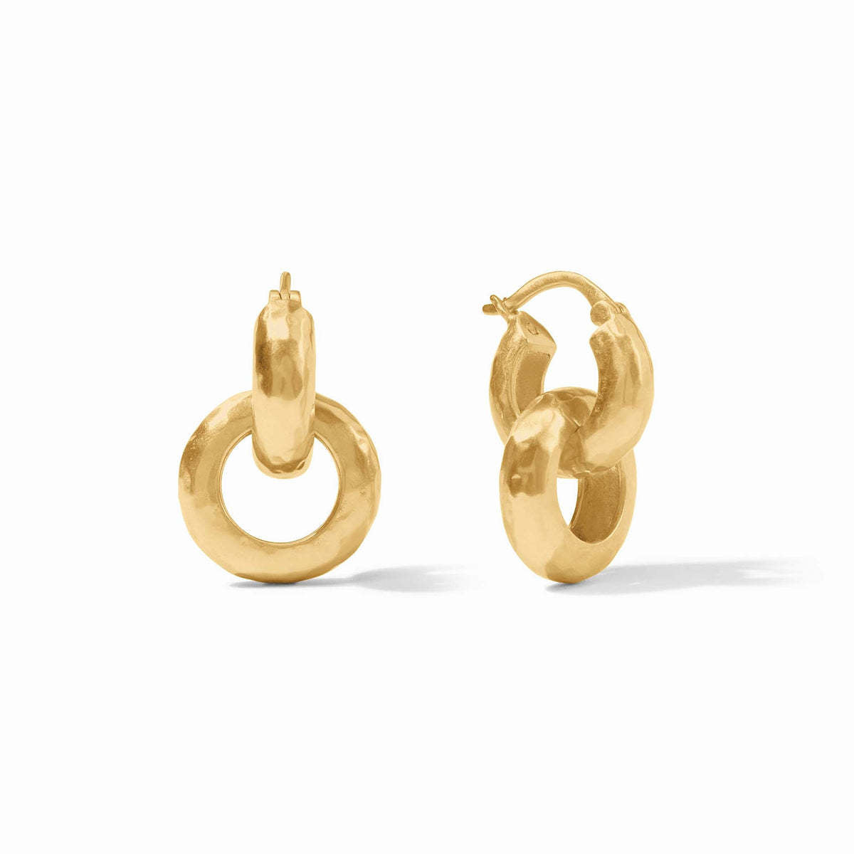 Catalina two-in-one earrings with hinge rings in polished gold-tone metal
