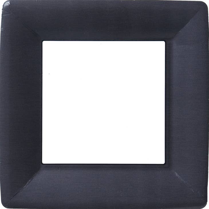 Ten-inch square paper plates with a classic linen texture in neutral beige.
