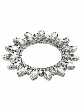 6.5-inch faux jewel candle ring with a 3.5-inch inner diameter featuring clear marquise-cut gems.