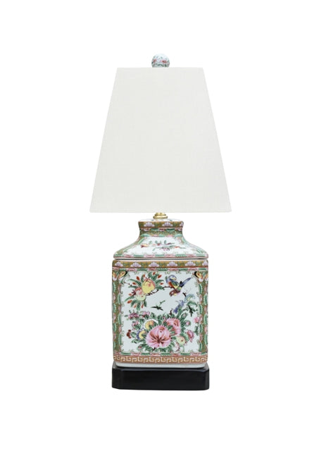 Porcelain rose medallion kitchen lamp with drum shade