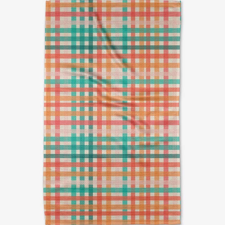 Recycled polyester waffle weave tea towel with single-sided print