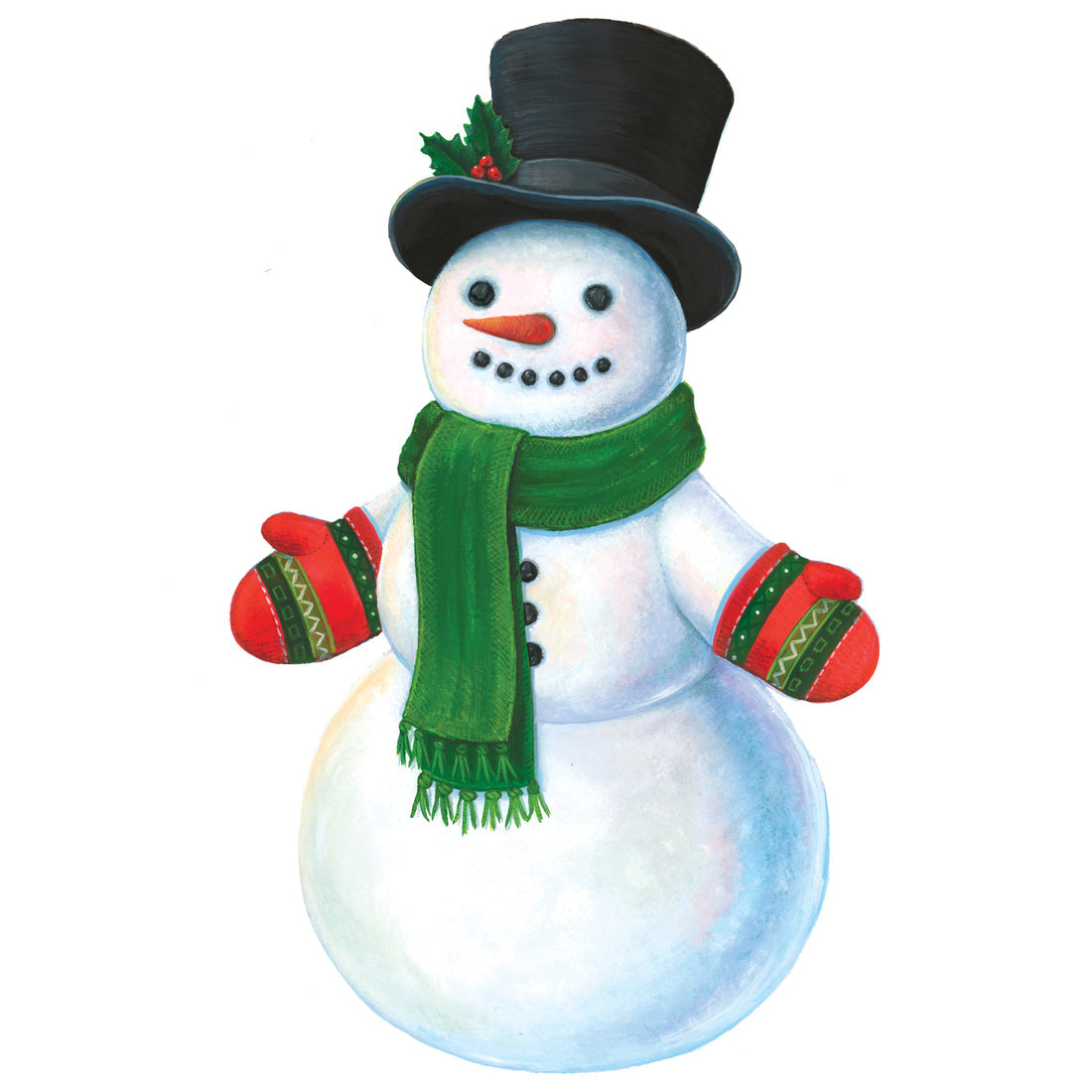 Die-cut paper placemat featuring a snowman silhouette with black eyes and carrot nose on white background.
