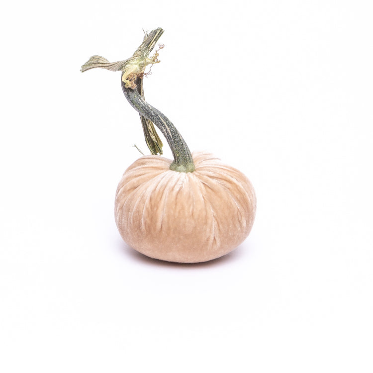 3-inch velvet pumpkin in deep orange with a matte finish.