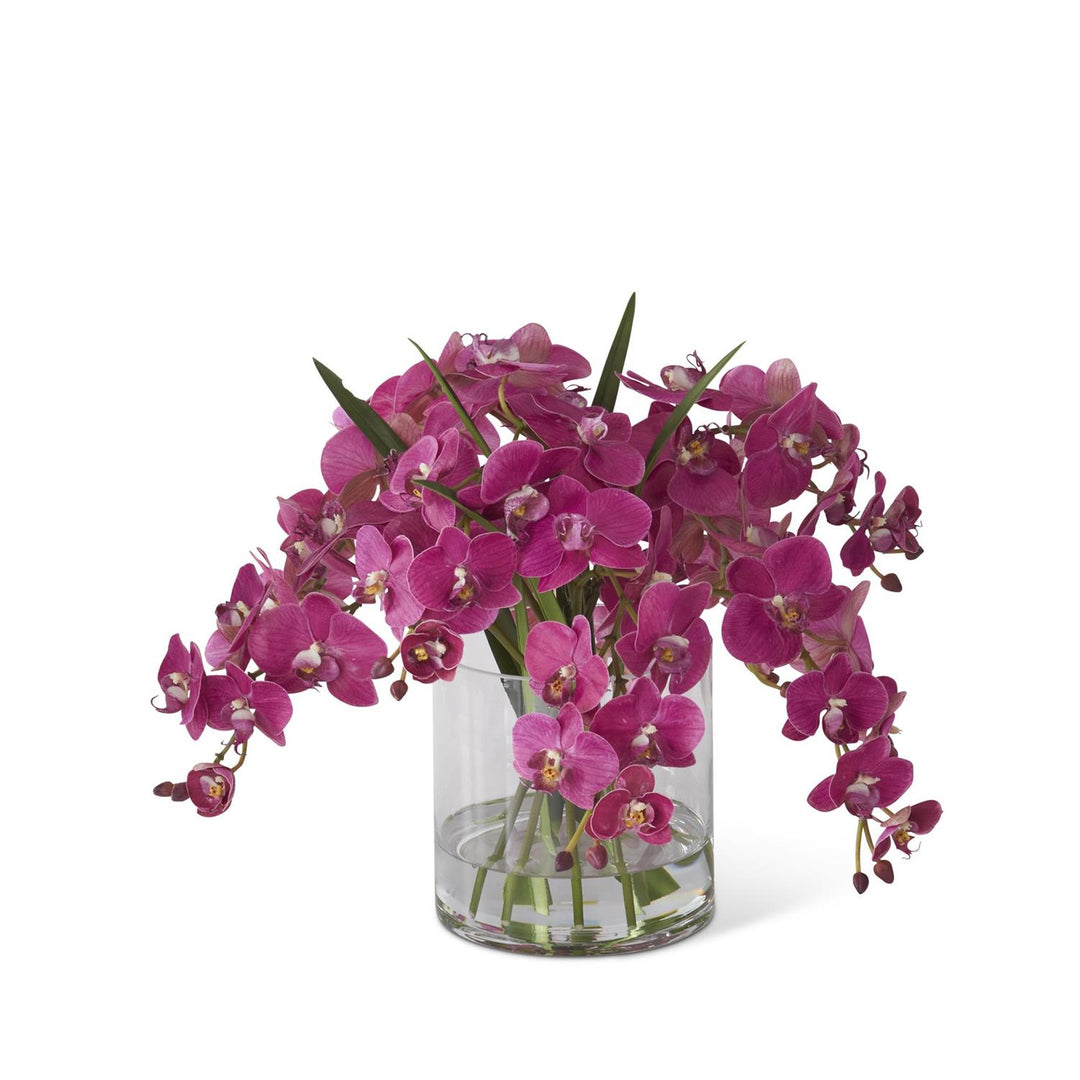16 Inch Orchid Premade in Glass Vase with Faux Water