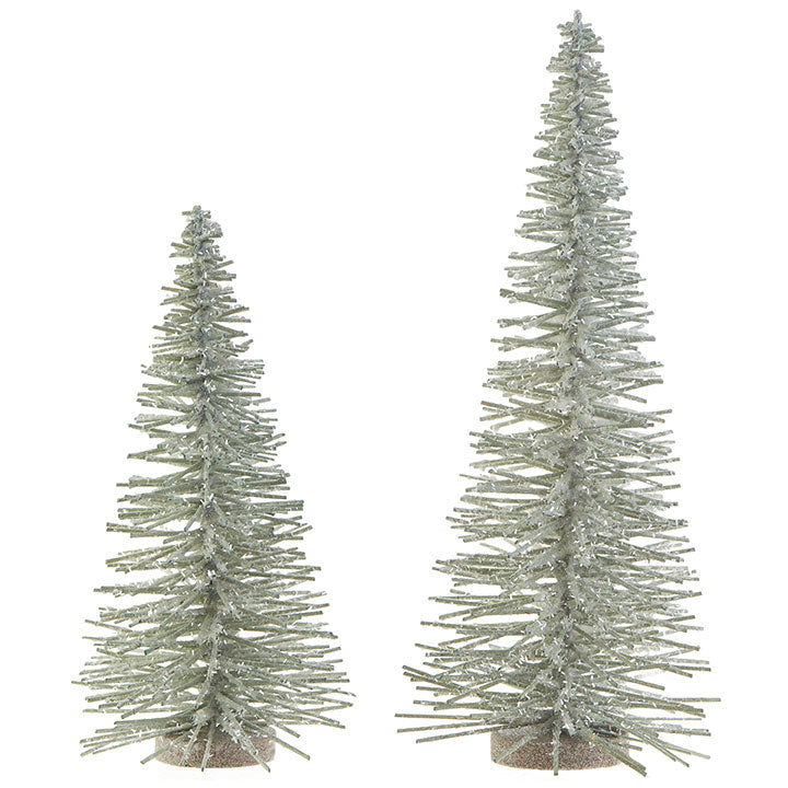 Small PVC bottle brush tree with green bristles designed to touch up Christmas decorations.