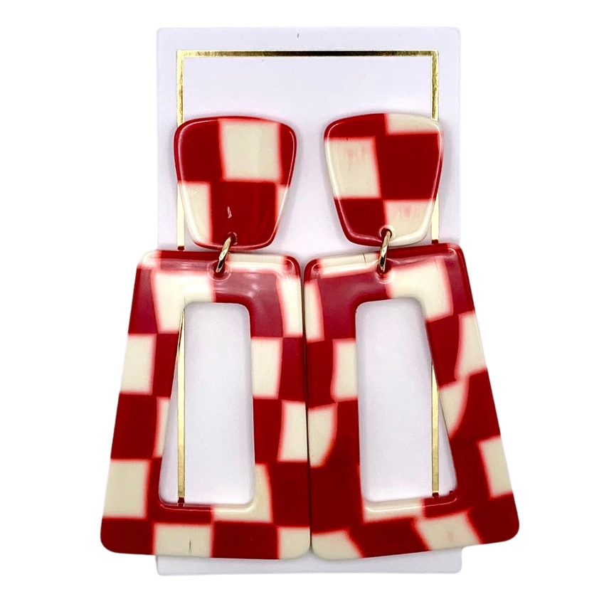 Kennedy resin earrings with stainless steel posts featuring a glossy finish.