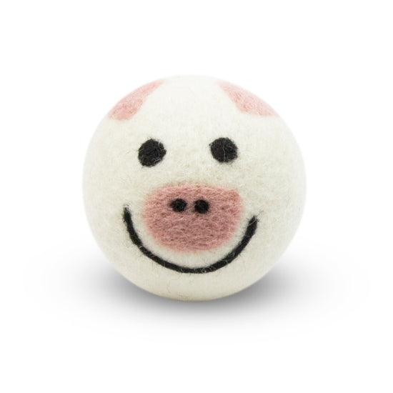 Single white eco dryer ball with a smooth spherical shape.