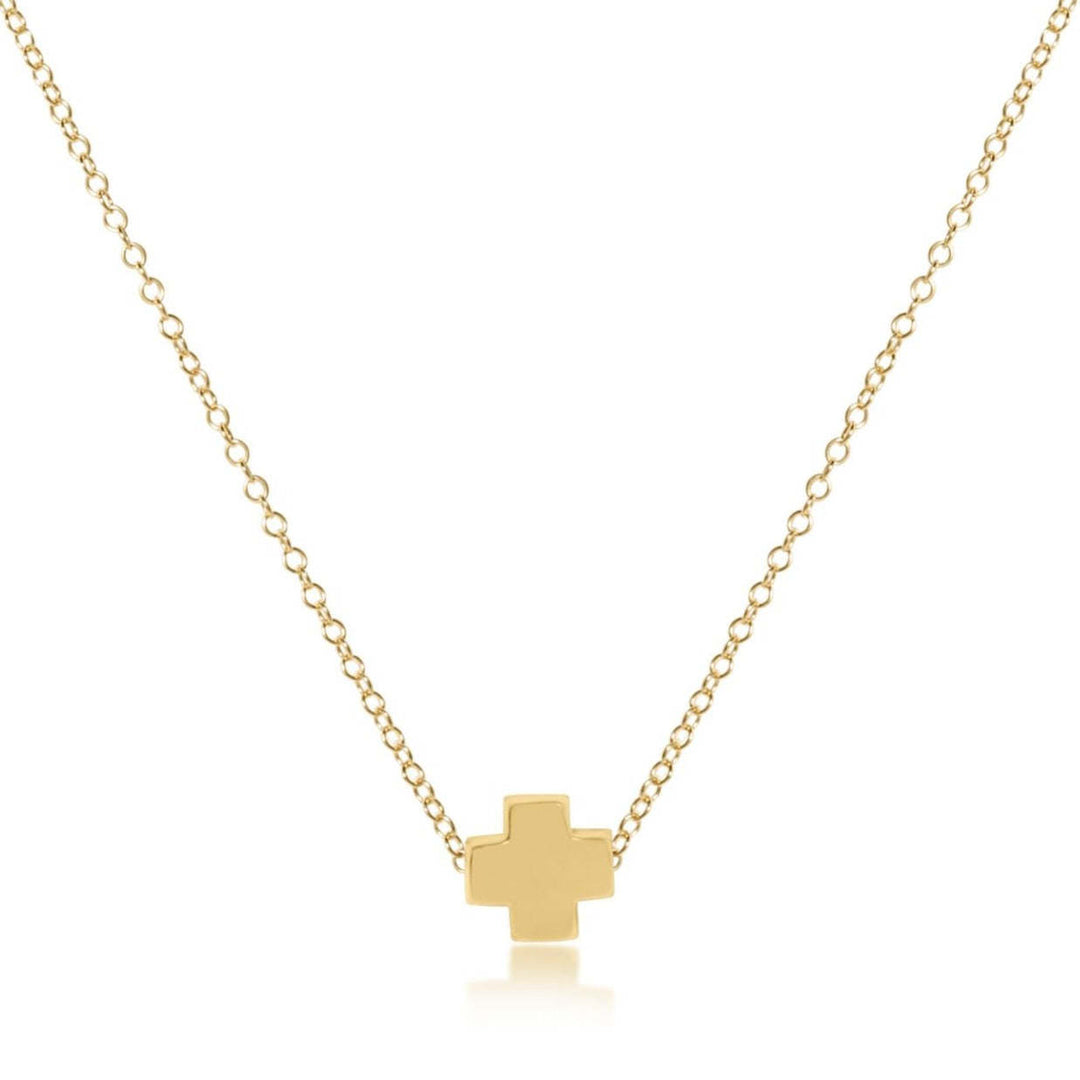 16" Signature Cross Necklace Gold