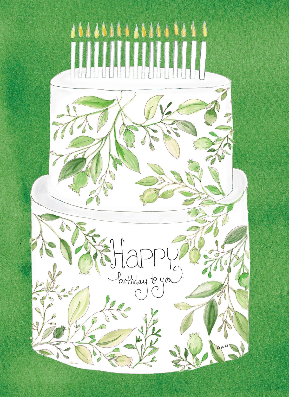 A6 birthday card with greenery illustration and Psalm 118:24 scripture text.