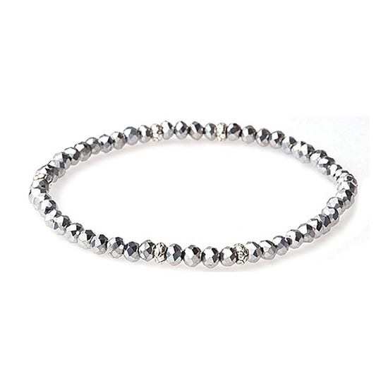 Silver accent mini crystal bracelet with clear stones on a delicate chain link.