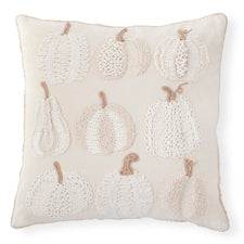 20 Inch Cream Pumpkins & Gourds Embroidered Square Pillow