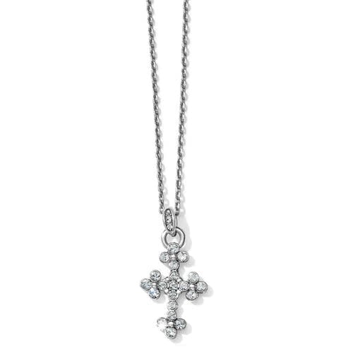 Silver two-tone adjustable necklace with a Swarovski crystal pendant shaped like Bath Abbey's cross.