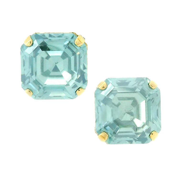 Antique gold-plated brass Nikki earrings with surgical steel posts and .5-inch crystals.