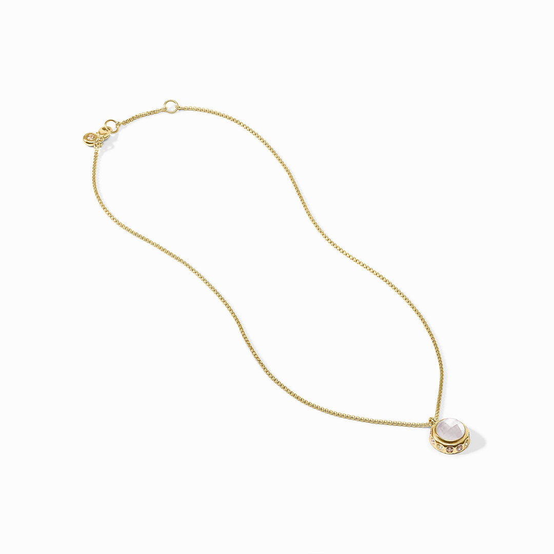 Rainbow Delicate Necklace in 24K gold plate with a round glass pendant and CZ accents.