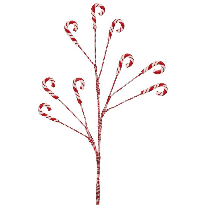 22-inch clay dough spray featuring multiple red and white striped candy canes on flexible stems.