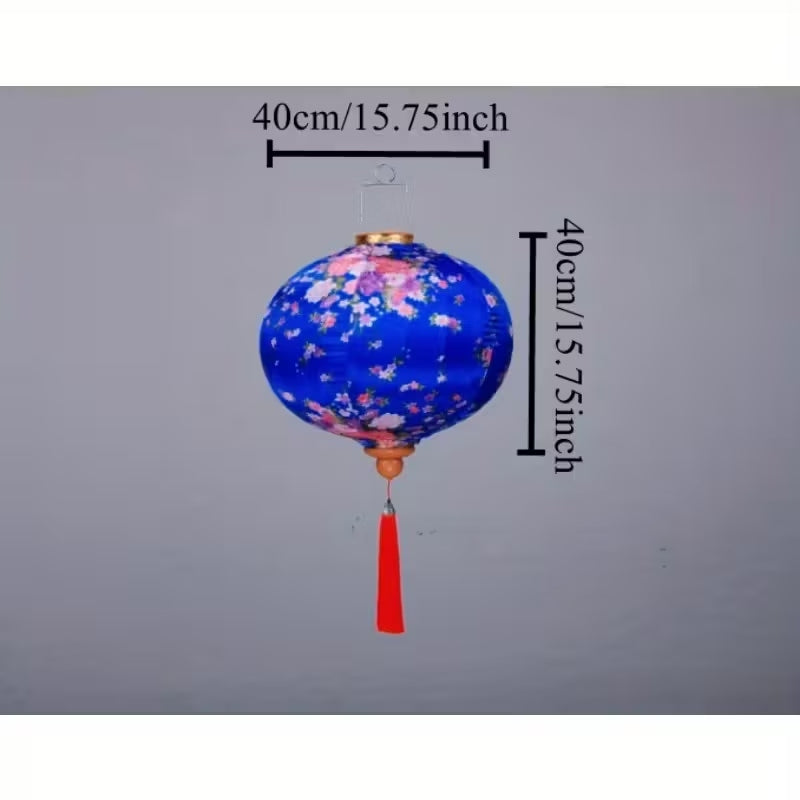 Silk lantern in mysterious blue with a cylindrical shape.