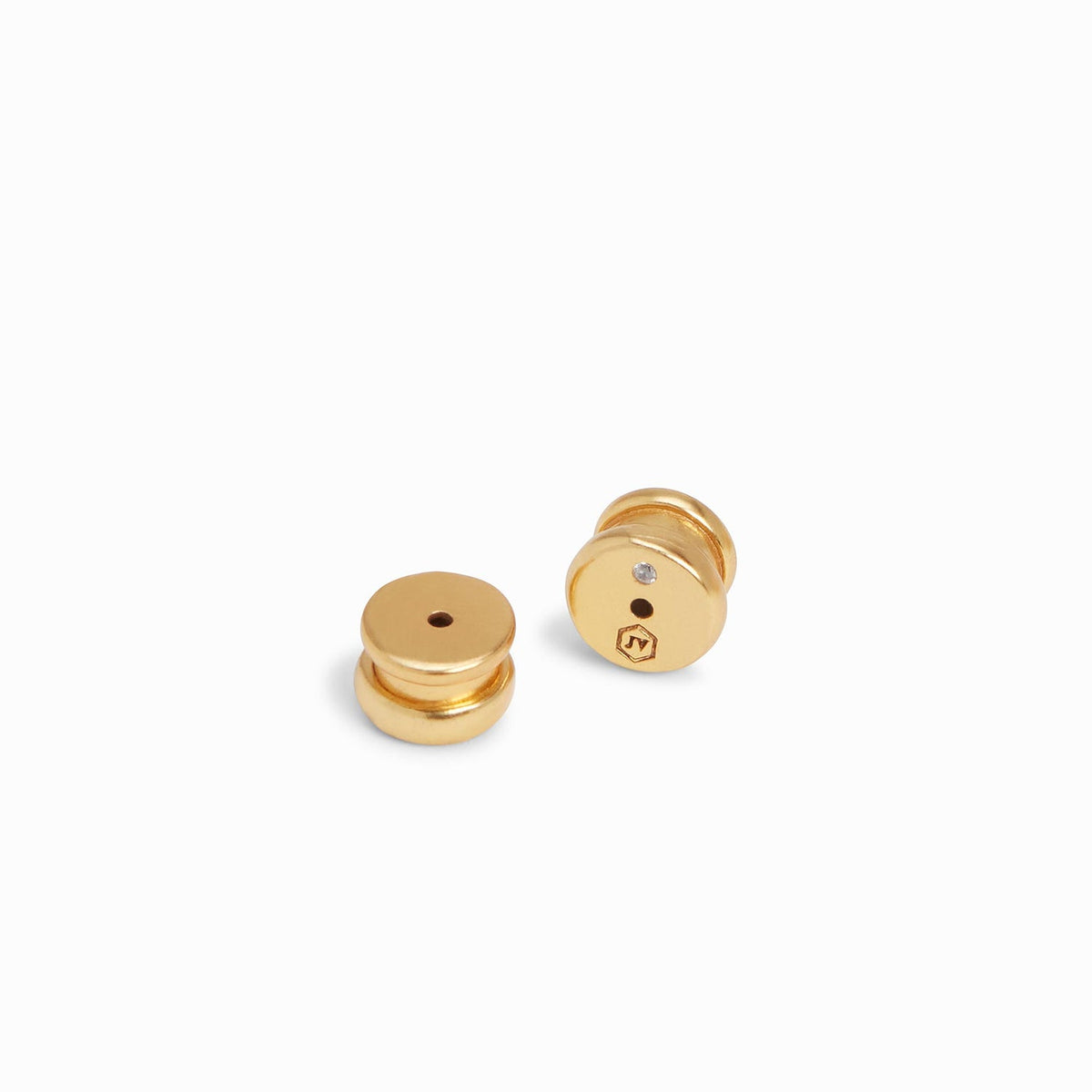 Fleur-de-Lis hoop earring with mother-of-pearl charm in gold-tone finish