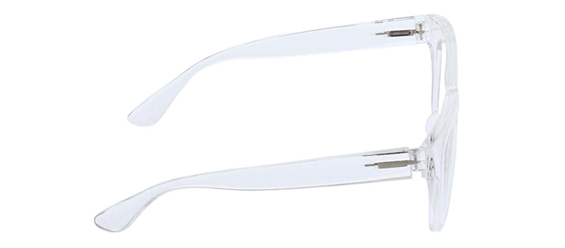 Oversized round sunglasses with spring hinges in a dark frame.