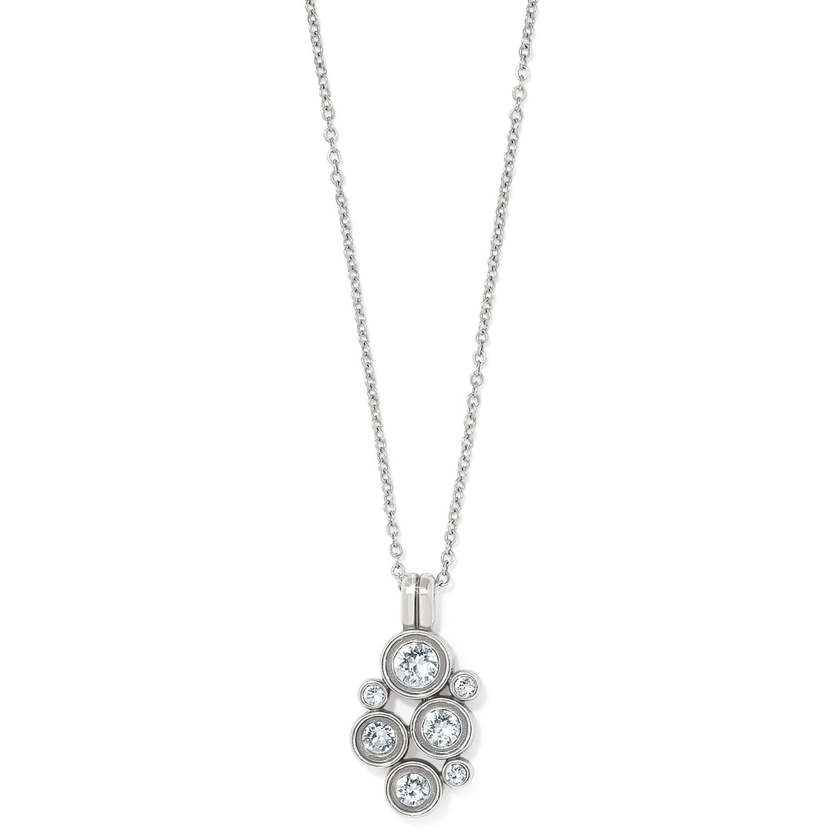 Silver plated adjustable necklace with fine quality crystal cluster pendant
