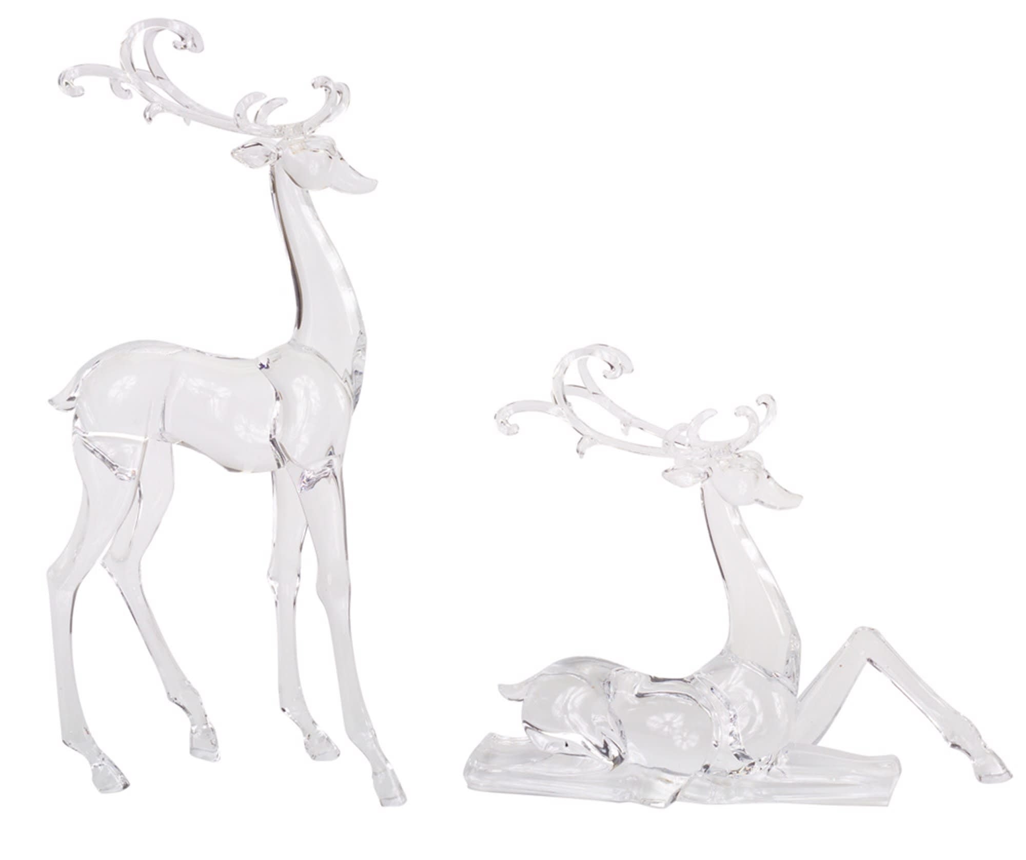 Acrylic deer figurine with a natural brown color standing upright as a decorative centerpiece.