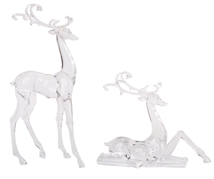 Acrylic deer figurine with a natural brown color standing upright as a decorative centerpiece.