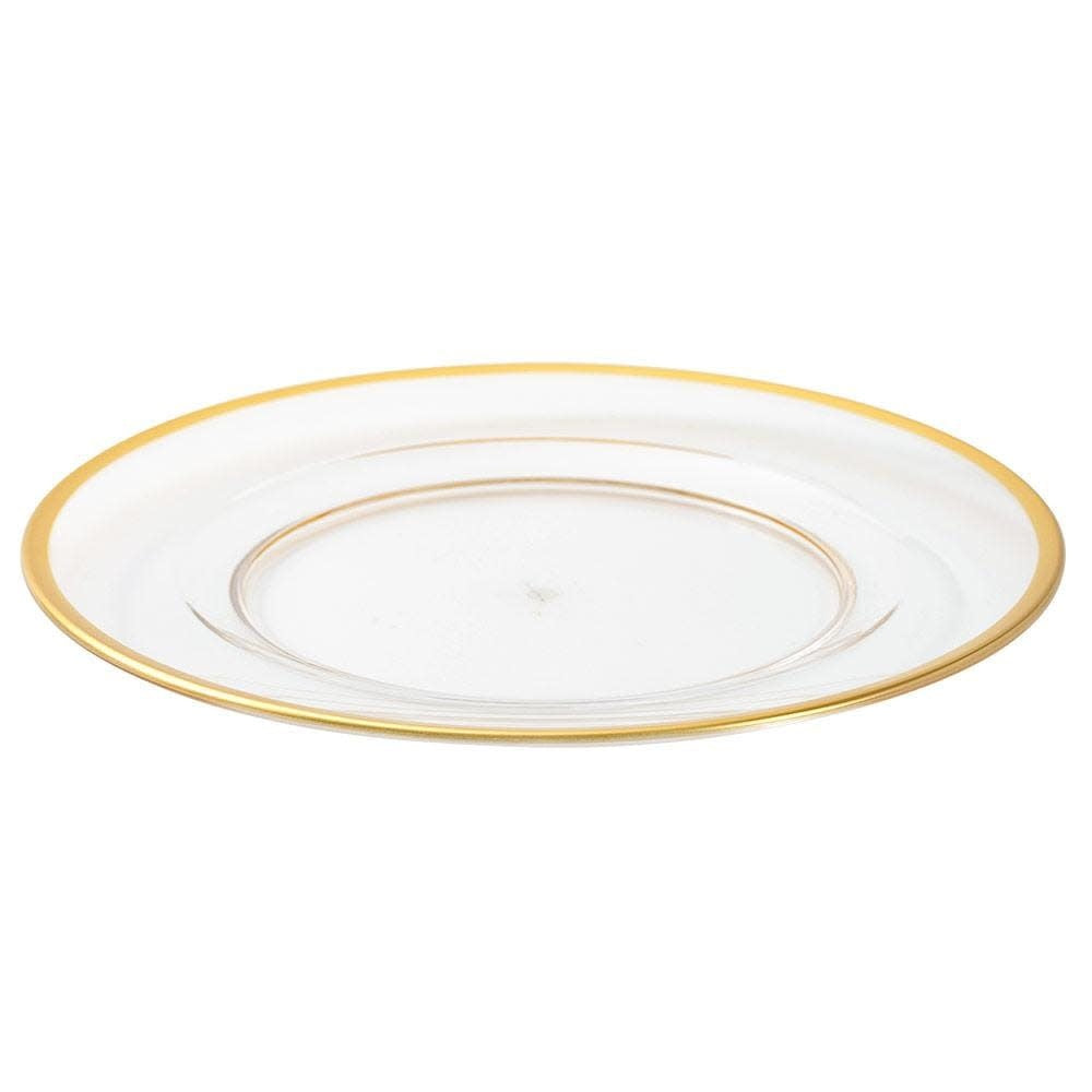 Clear acrylic plate charger with gold rim edge