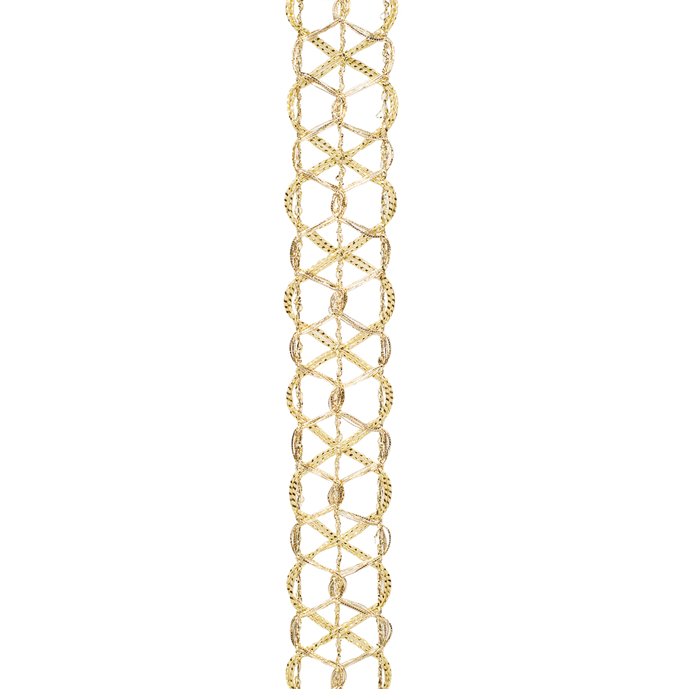 Gold Trim Lines Infiniti Metallic Ribbon with elegant linear detailing and shimmering accents.