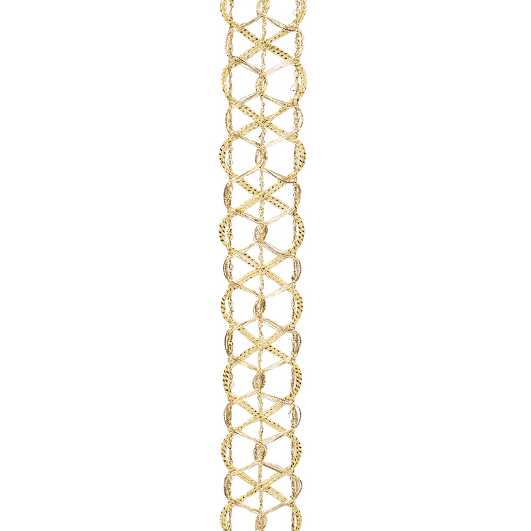 Gold Trim Lines Infiniti Metallic Ribbon with elegant linear detailing and shimmering accents.
