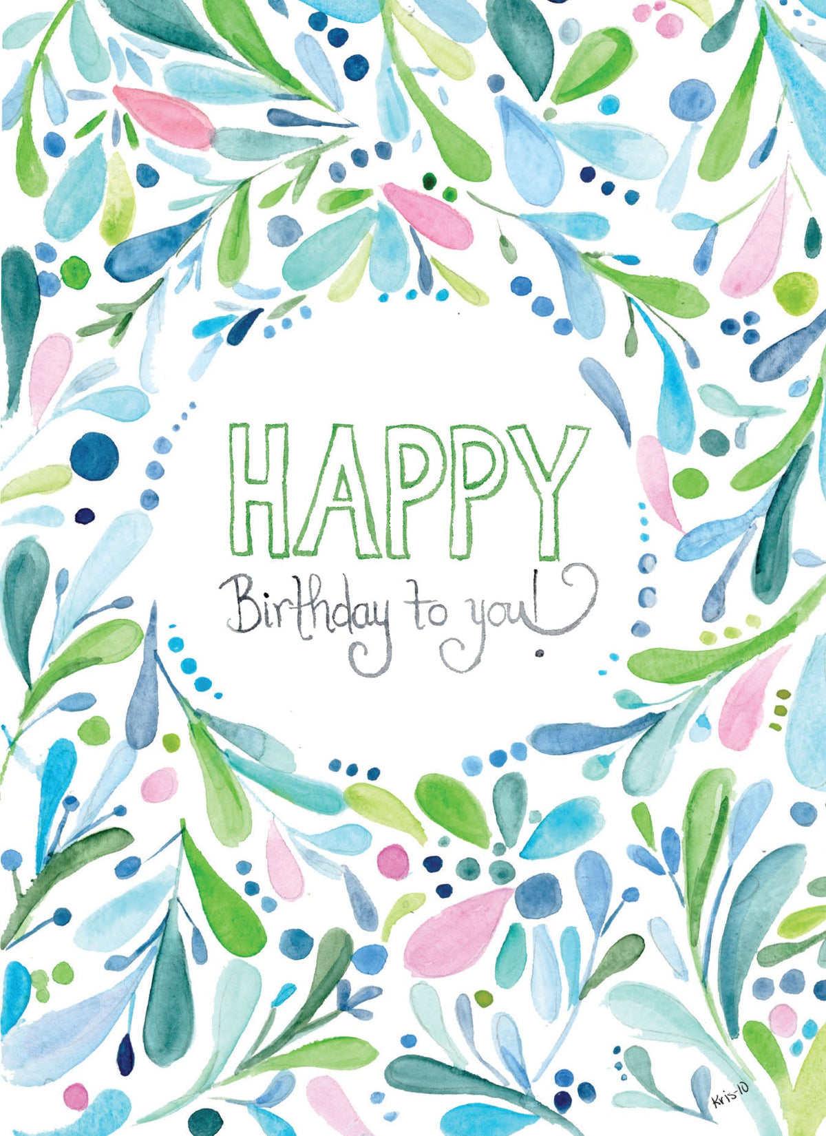 White A6 birthday card with whimsical illustration and Psalm 16:11 scripture text.