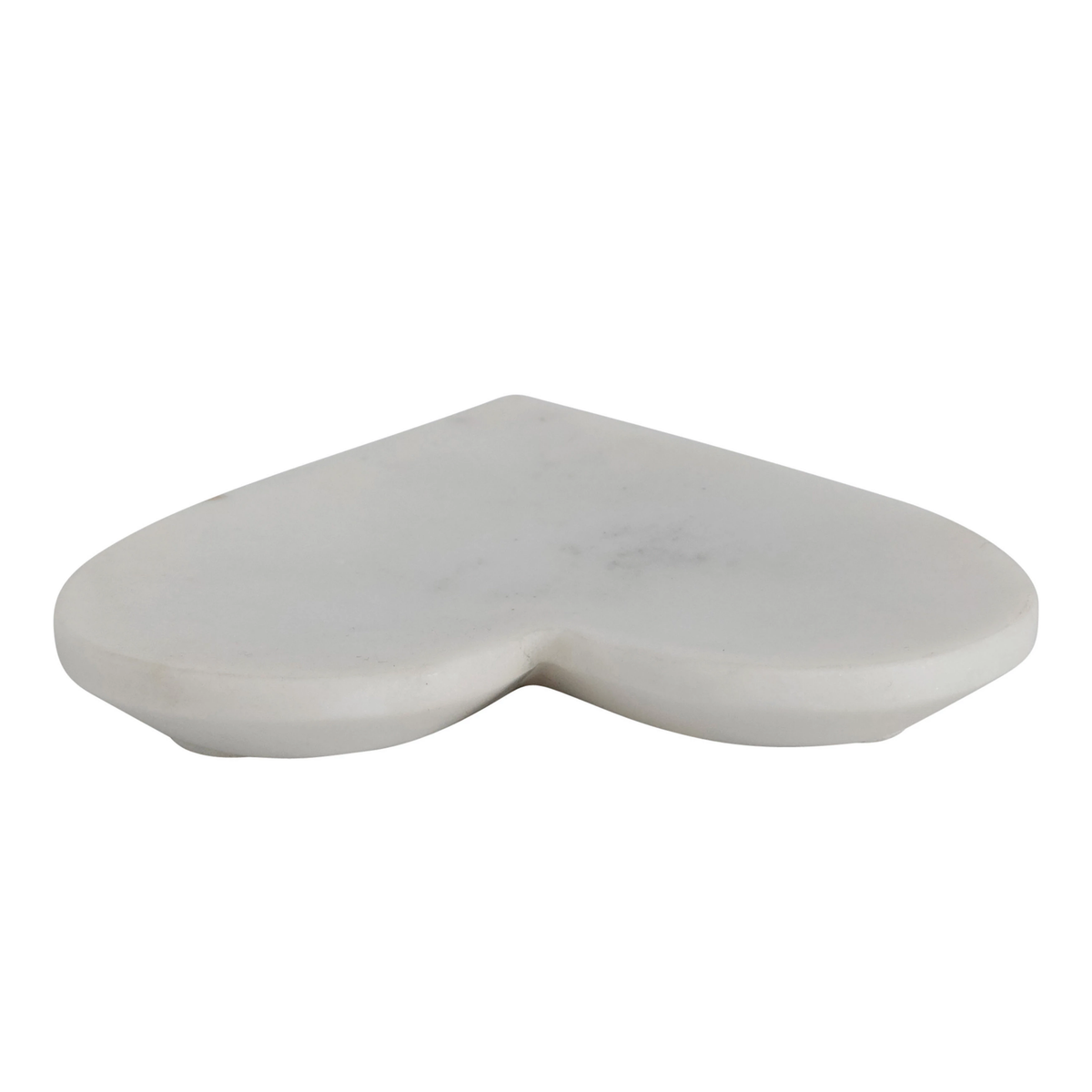 White marble heart-shaped dish with a smooth, polished finish.