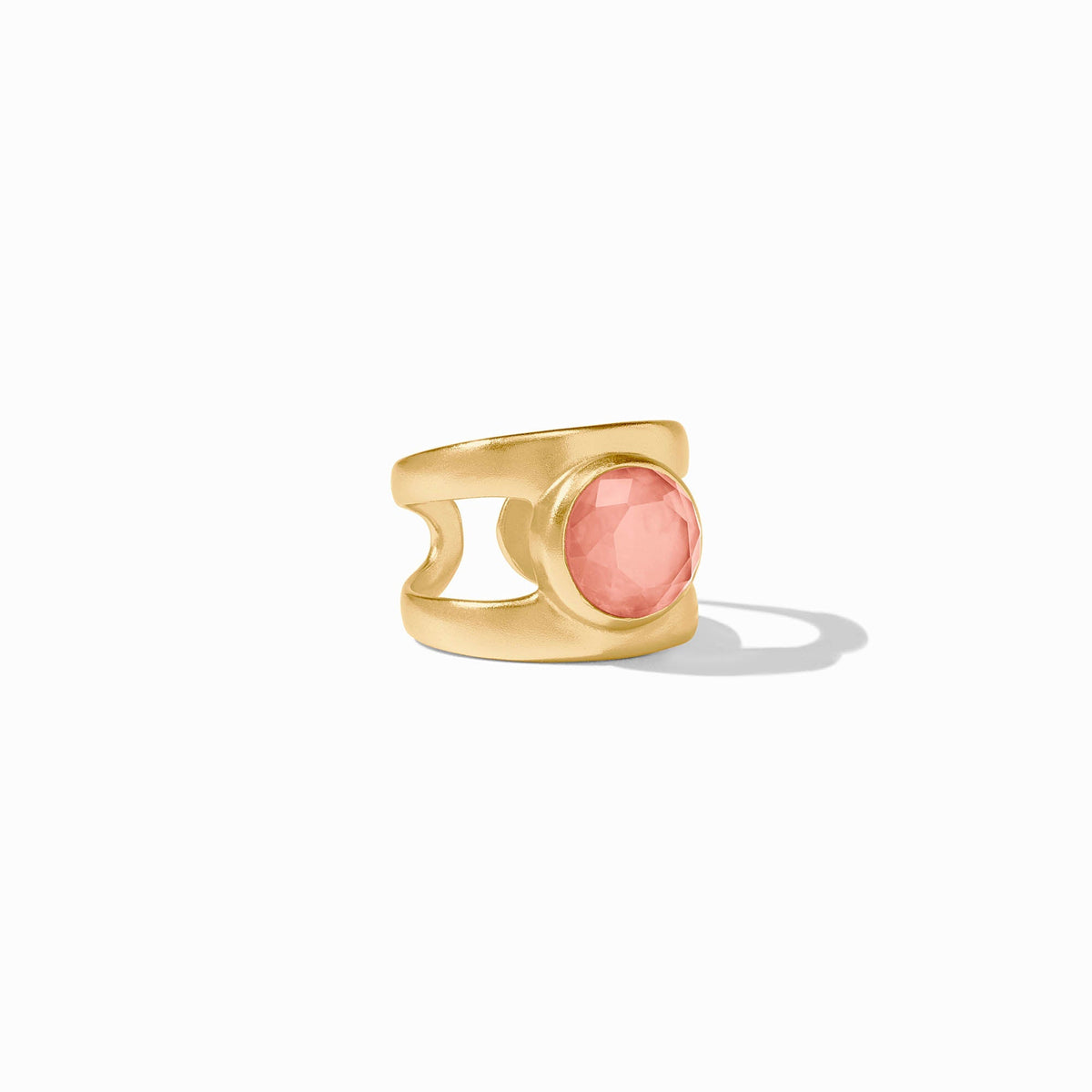 Adjustable Laguna Stone ring with imported glass stone set in gold-plated metal.