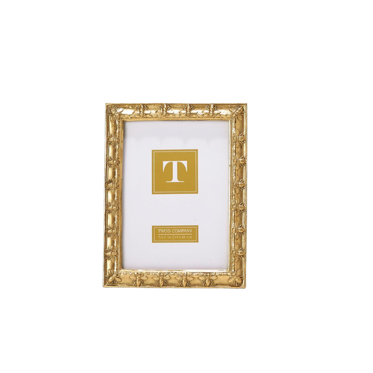 Golden Bee Photo Frame with an antique gold leaf finish and embossed bee details.