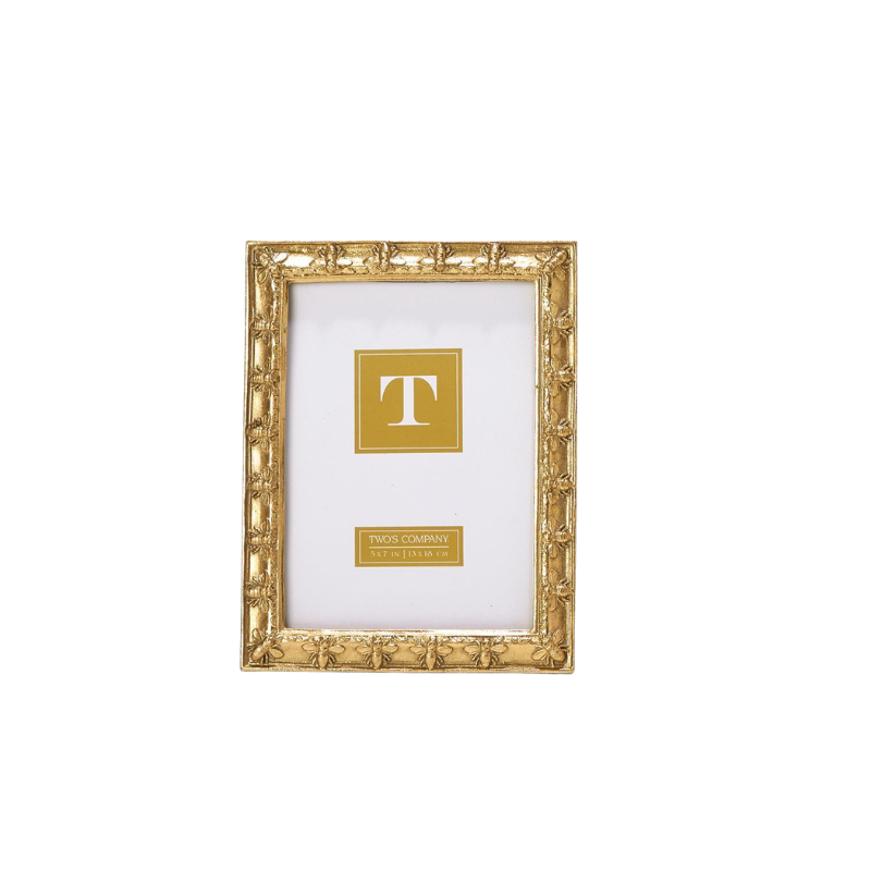 Golden Bee Photo Frame with an antique gold leaf finish and embossed bee details.