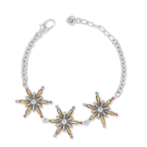 Adjustable two-tone crystal bracelet with lobster claw closure